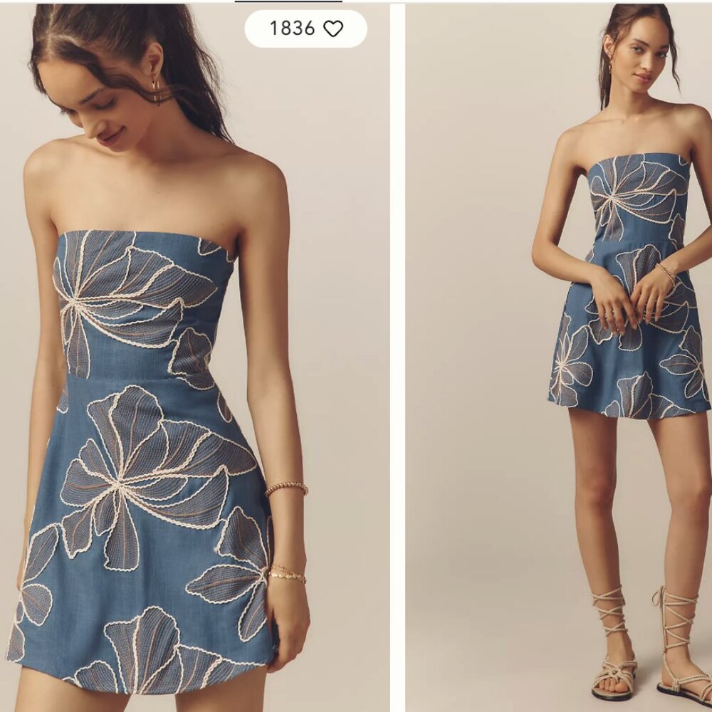 EUC Flat White brand strapless mini dress, size S